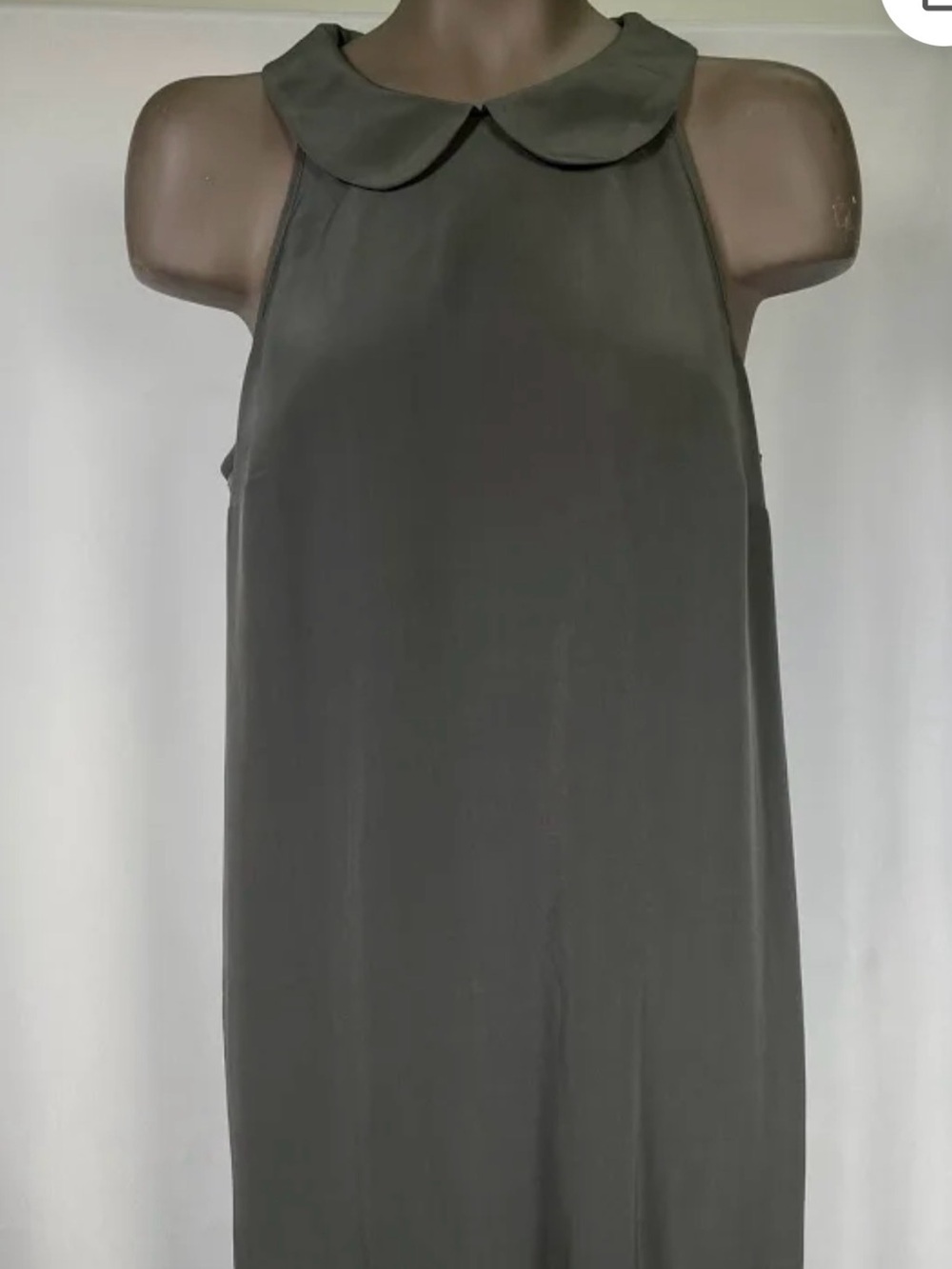 BCBGeneration Olive Green Sleeveless Peter Pan Collar Midi Dress